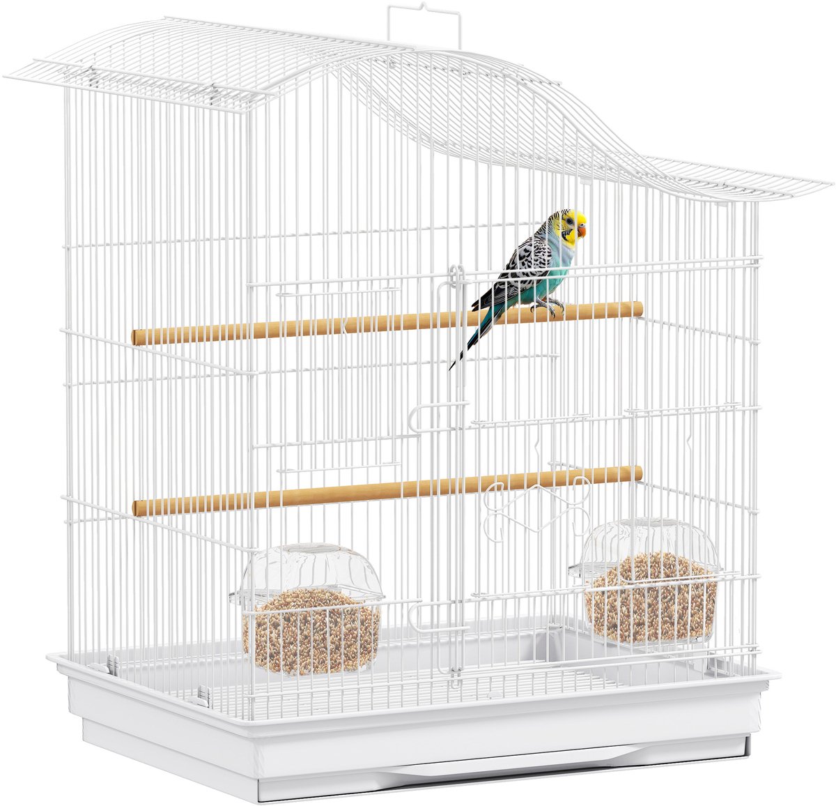 PawHut Vogelkooi - Metaal, Kunststof - 47,5x36x54,5cm - Wit