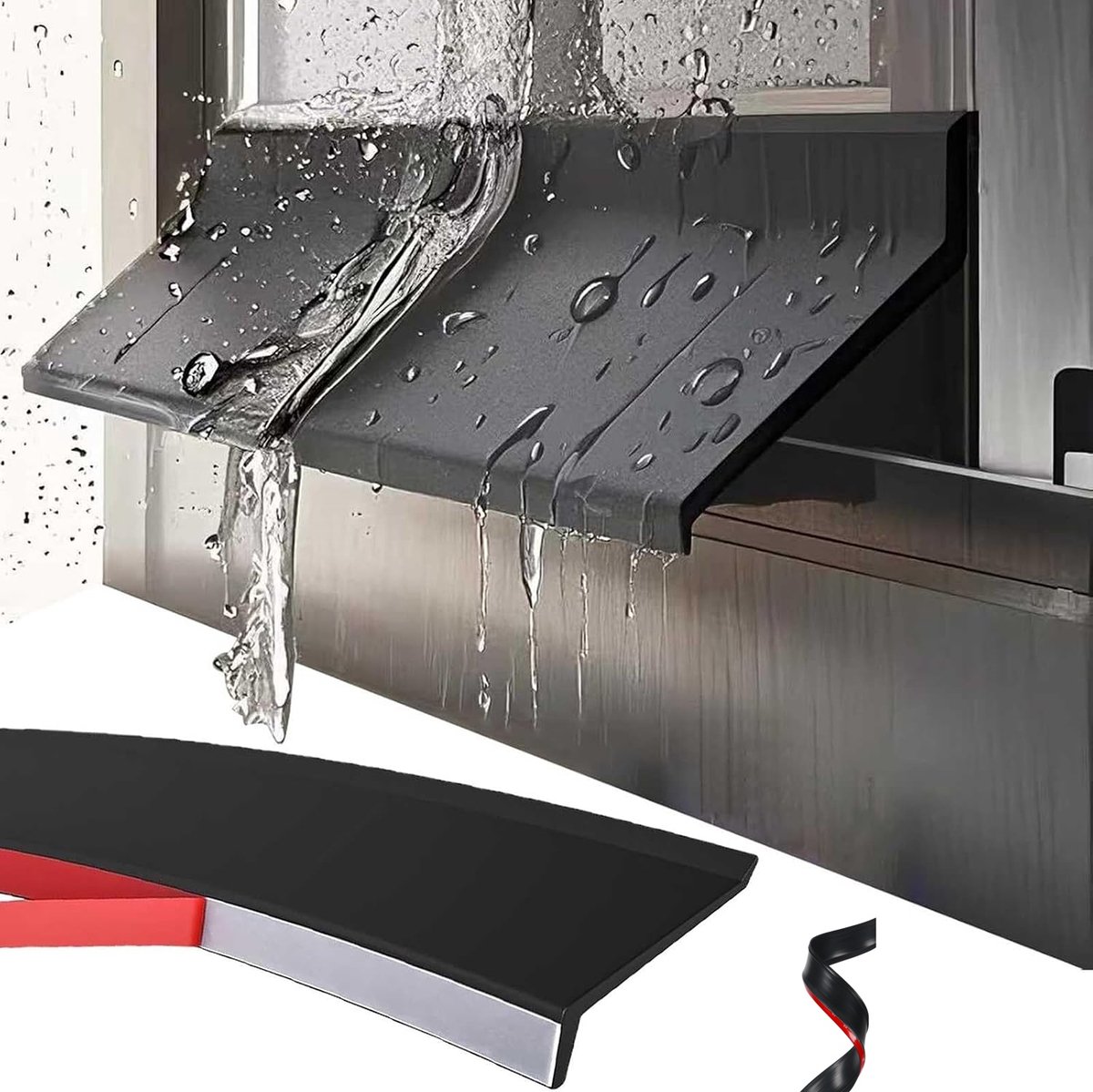 1 stuk - Waterkeringstrip voor ramen - Druppelstrip voor schuine deuren en ramen - Zelfklevende regendruppelstrip voor deuren en ramen - 300 cm * 4,3 cm afdichtingsstrip voor deuren en ramen - Geschikt voor buitendeuren, schuiframen en vensterbanken