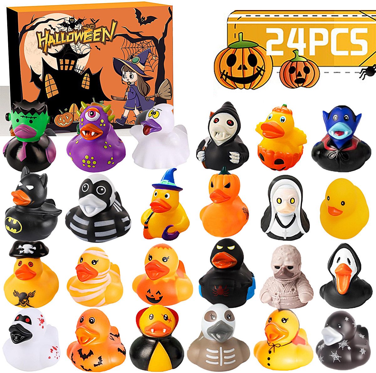 Daity Halloween rubberen eendjes verrassingsdoos - Halloween feestcadeau - Aftelkalenderdoos - Geschikt voor kerst, Halloween en andere feestjes