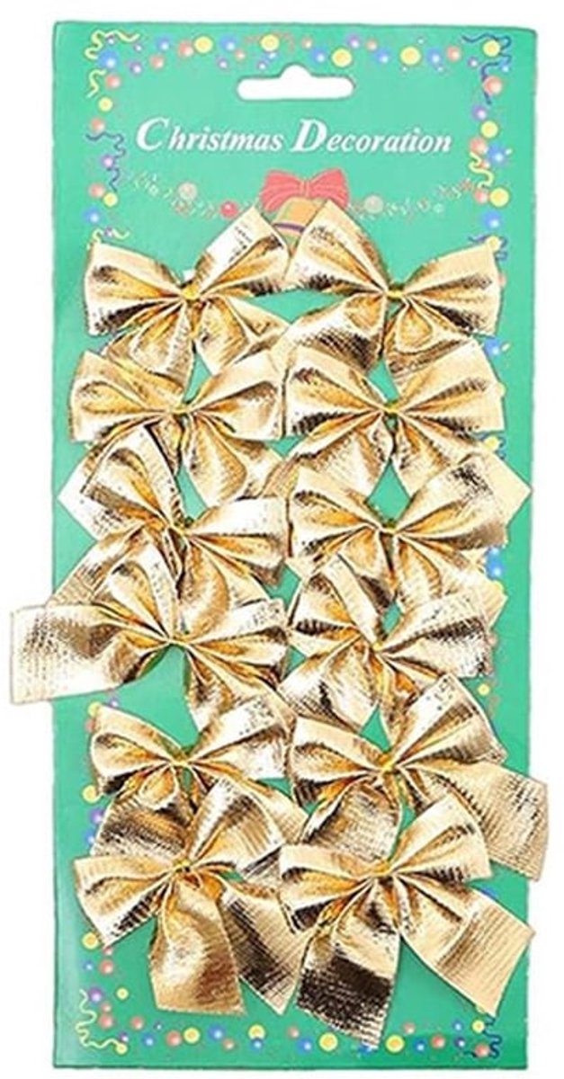 Kerststrikken 12 stuks - Fluwelen Lintstrikken - Ornamenten voor Kerstboom - Decoratie - Cadeautjes Inpakken - Afmeting 5 x 6 cm - Kerstdecoratie