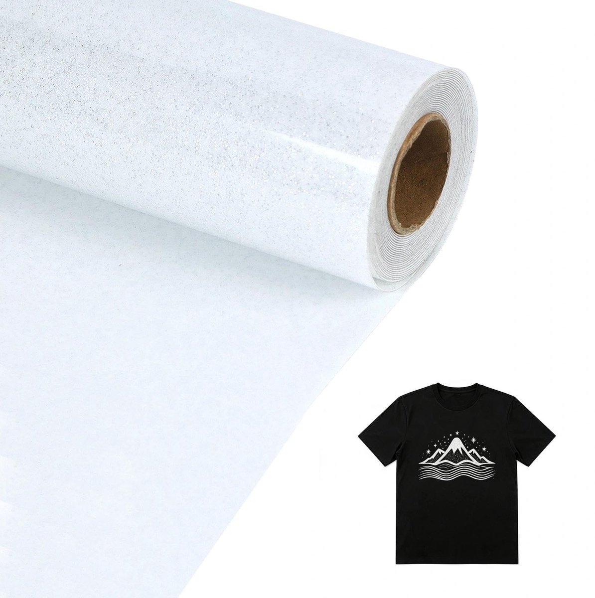 Solidchoice - Witte Glitter Plotterfolie voor Textiel, 30,5 × 100 cm, Op Maat te Snijden