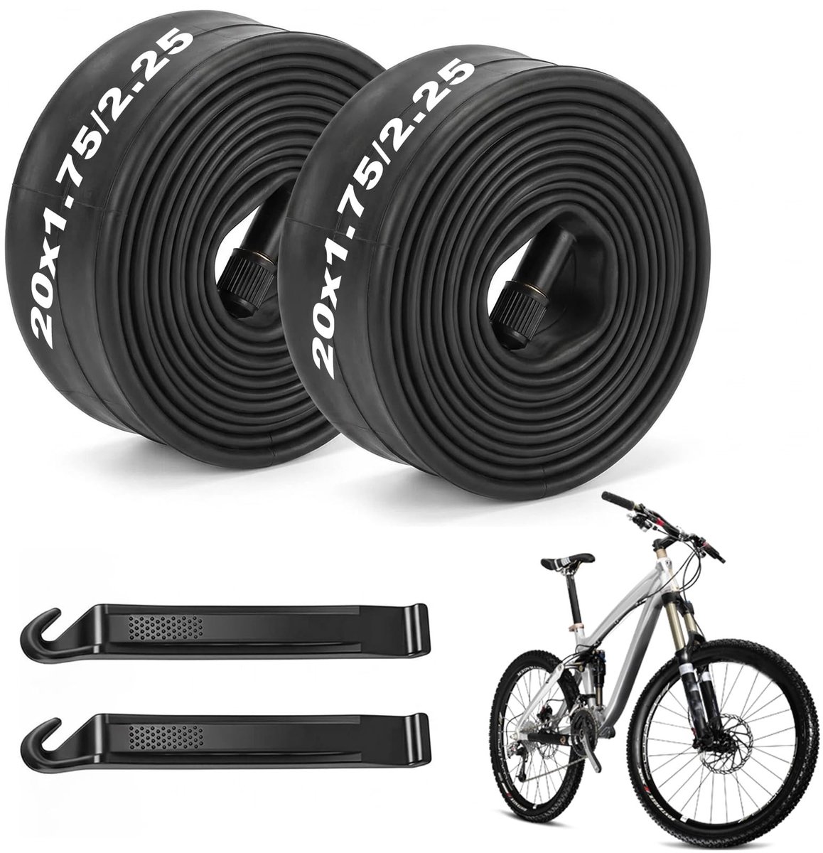 Solidchoice - Fietsbinnenbanden 20 x 1,75-2,125 AV Schrader (Set van 2)