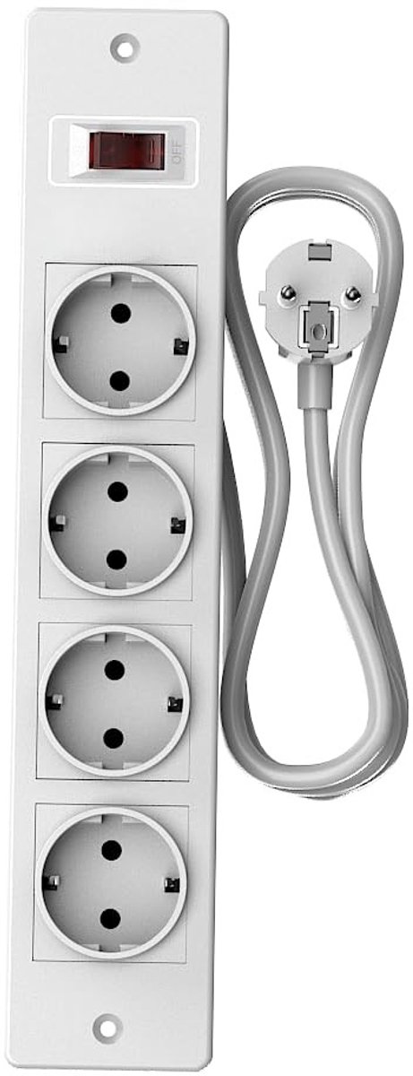 Solidchoice - Inbouwstekkerdoos met 4 Geaarde Contacten en Master Schakelaar