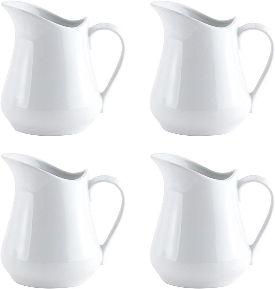Set van 4 stuks hoge borosilicaatglas melkkannetjes, transparante schenkkan met handvat voor koffie, melk, siroop en sauzen