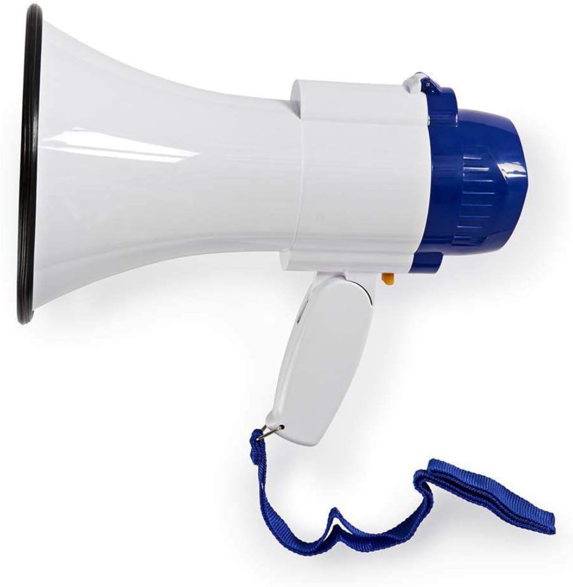 QUOVO® Megafoon met Sirene - Luchthoorn Met Schouderriem – Megafoon Auto – Sirene tot 115 Decibel – Instelbaar Volume - Stemversterker - Blauw - 25cm x 16cm x 20cm