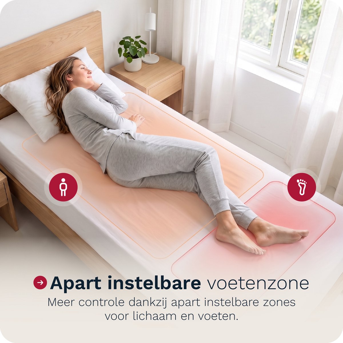 Inventum HN197V elektrische onderdeken 160x80 cm - 1 persoons - Warmtedeken - 9 warmtestanden - Aparte voetzone - Anti-allergie - Antibacterieel - Turbostand - Fleece - Wit – foto 4