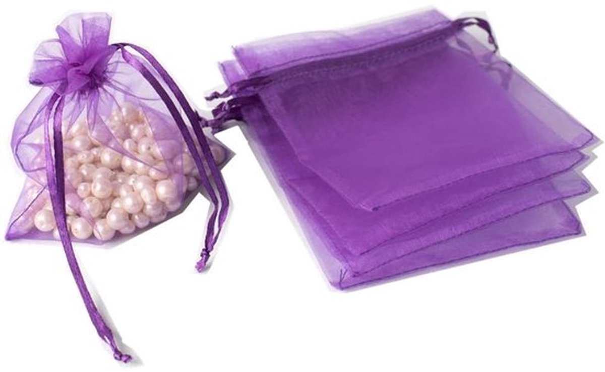 Organza zakjes 50 stuks - Geschenktas - Trekkoord - Snoepzakjes - Sieradenzakjes - 9x12 cm - Diverse kleuren - Geschenkzakjes