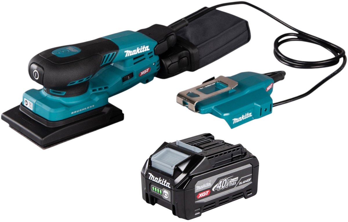Makita BO 005 CGU1 accu-excentrische schuurmachine 40 V max. 80 x 130 mm 3,0 mm slaglengte borstelloos + 1x accu 4,0 Ah - zonder oplader