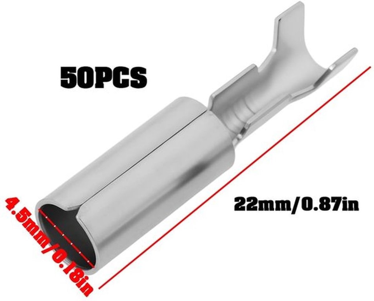 50 Stuks 4,5 mm Vrouwelijke Krimpklemmen voor Kabels