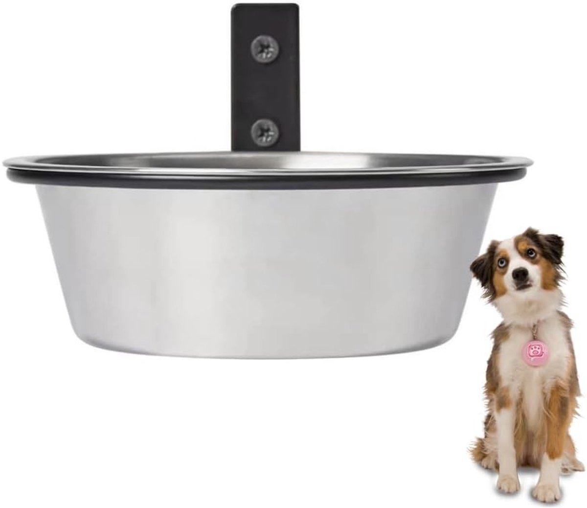 Verhoogde voerbak voor grote hond - Roestvrijstaal - 21,5 x 7 cm - Wandgemonteerde opvouwbare voerbak - Voor huisdieren
