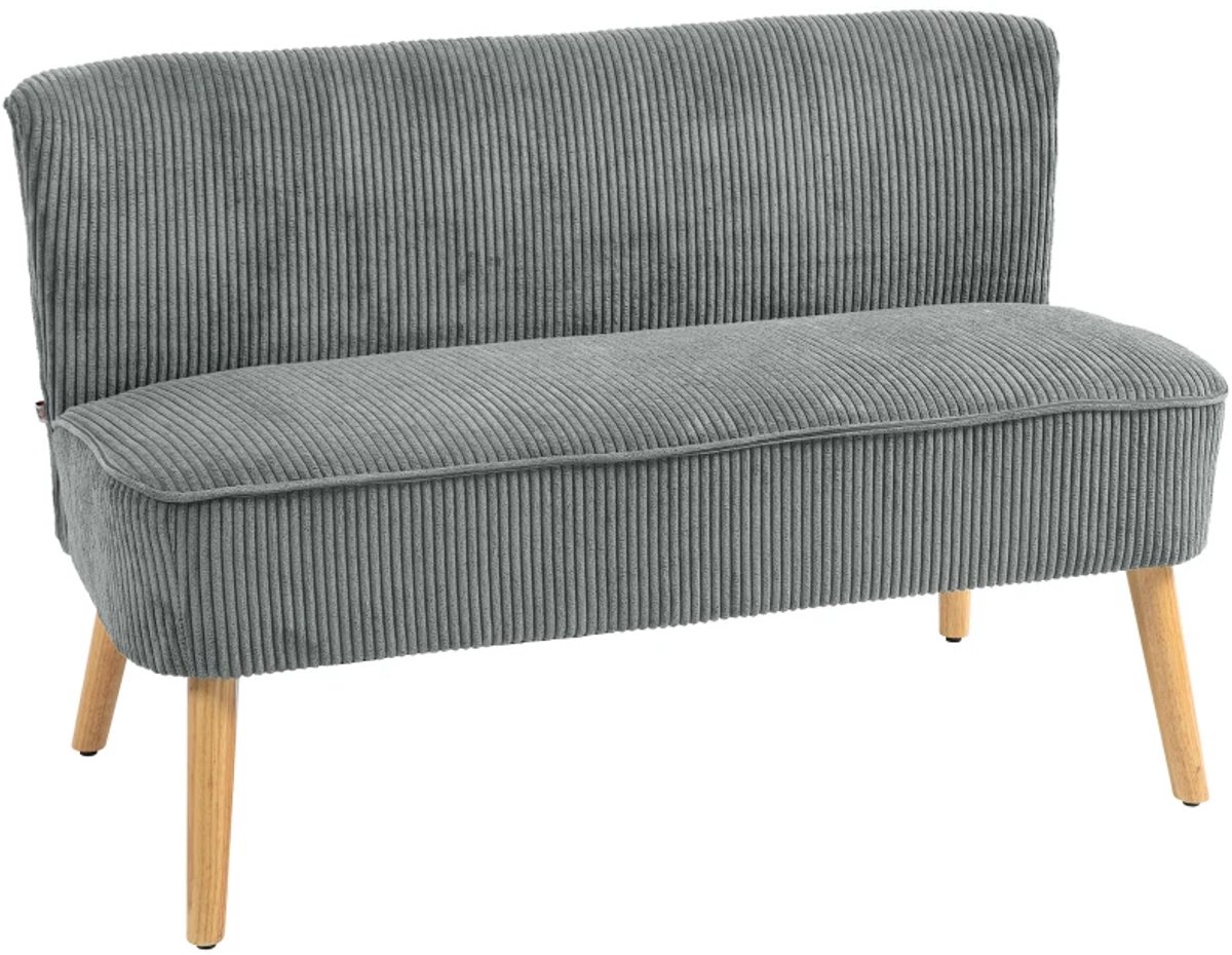 2-Zitsbanken - Gestoffeerde Bank - Houten Frame - Fluweelachtig Polyester - Schuimvulling - 117 x 56,5 x 77 cm - Grijs