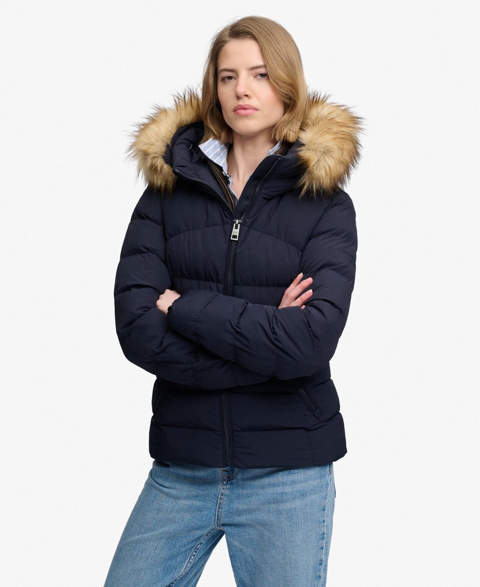 Superdry - Fuji Gewatteerde Jas Met Capuchon En Imitatiebont - Dames - Gewatteerde jassen