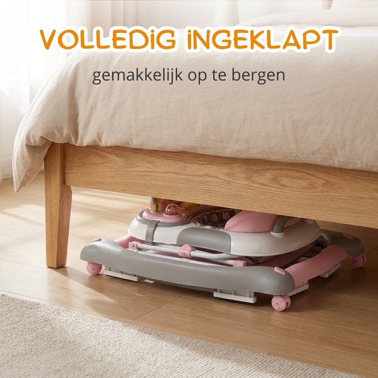 BRONEA® Loopstoeltje baby 4-in-1 - Babywalker met schommelfunctie en speelpaneel met muziek - In hoogte verstelbaar en opvouwbaar - Loopstoel met stille wielen en remmen van Merkloos — afbeelding 5