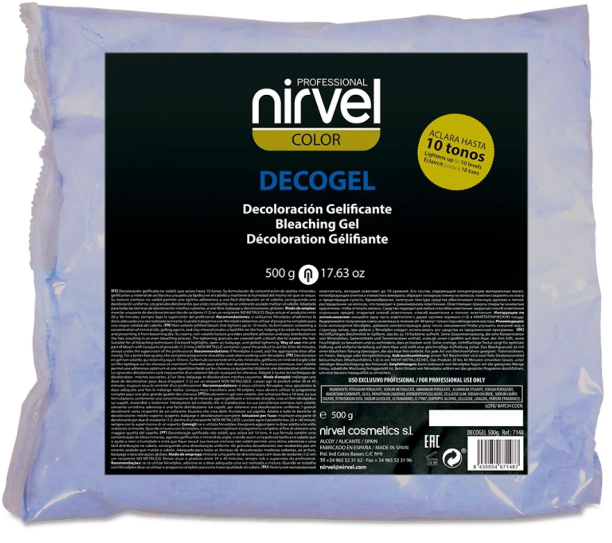 Nirvel COLOR Decogel / Professioneel bleekpoeder voor het lichter maken van het haar 500 g