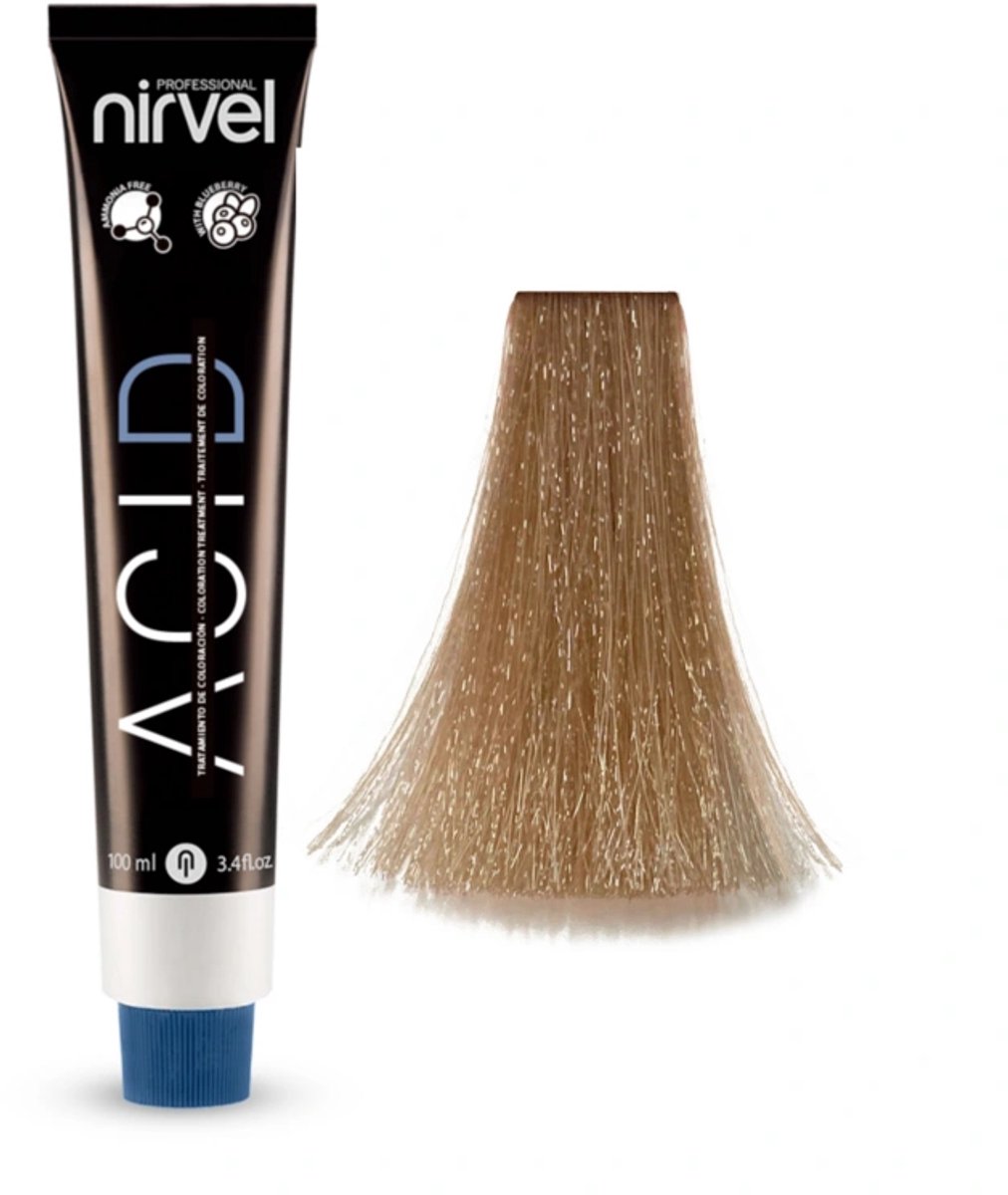 Nirvel ACID MID NATURAL 7/0 / Professionele haarkleuring met zure pH-waarde voor medium, neutraal blond 100 ml