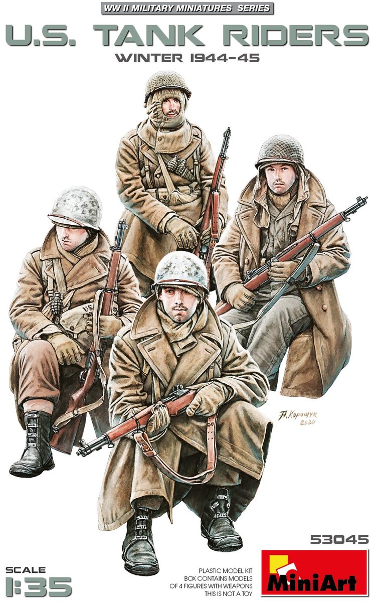 MiniArt Modelbouwpakket Militaire voertuigen - 53045 Amerikaanse Tankrijders WWII - 4 Figuren Plastic - 1:35 - Modelbouw