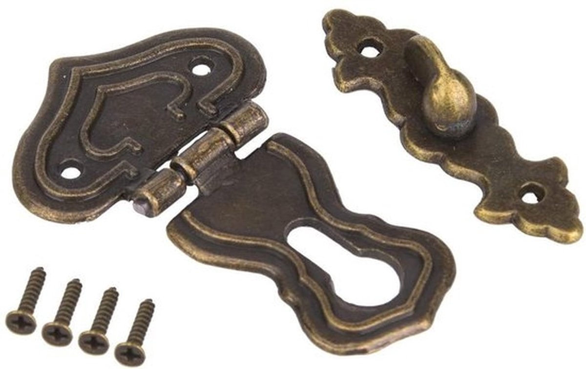 Dozenvergrendeling Antiek Messing - Decoratief Slot - Vintage Klink Knopen - Zinklegering - 10 Stuks - Inclusief 40 Schroeven - Decoratieslot