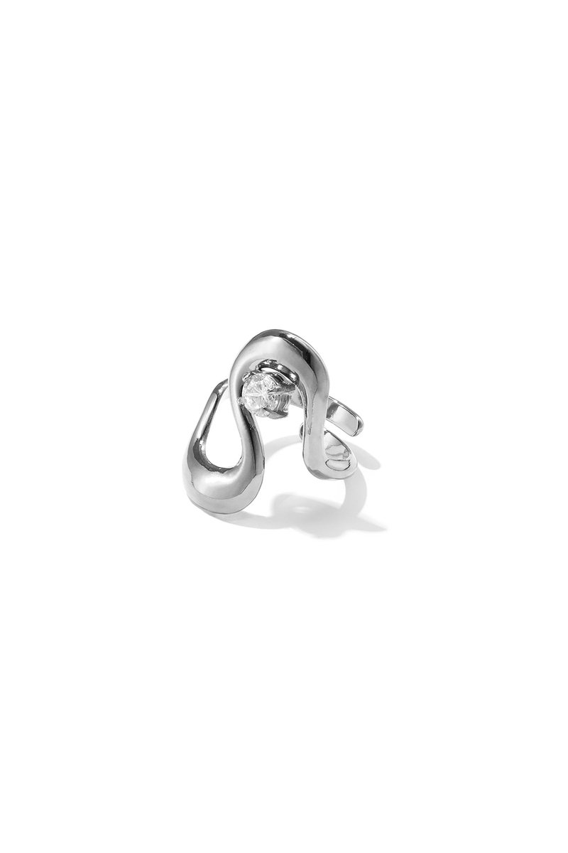Lana - Verstelbare Ring - Strass - Stainless Steel - - Zilver