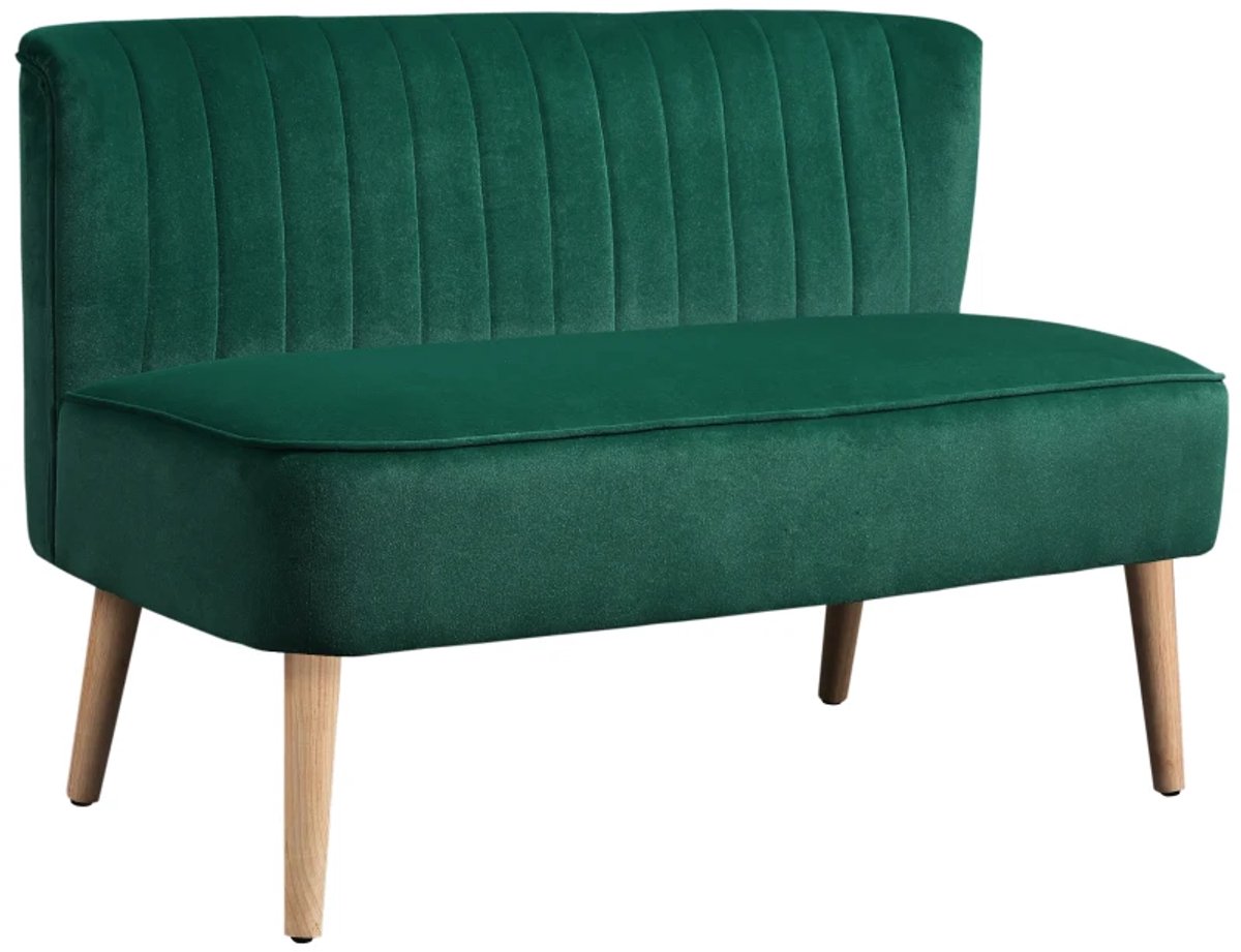 2-Zitsbanken - Bank - Retro Design - Houten Poten - 117 cm x 56,5 cm x 77 cm - Donkergroen