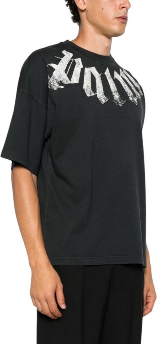Palm Angels Heren T-Shirt Zwart PAMAA003JR0011003 Big Neck Logo
