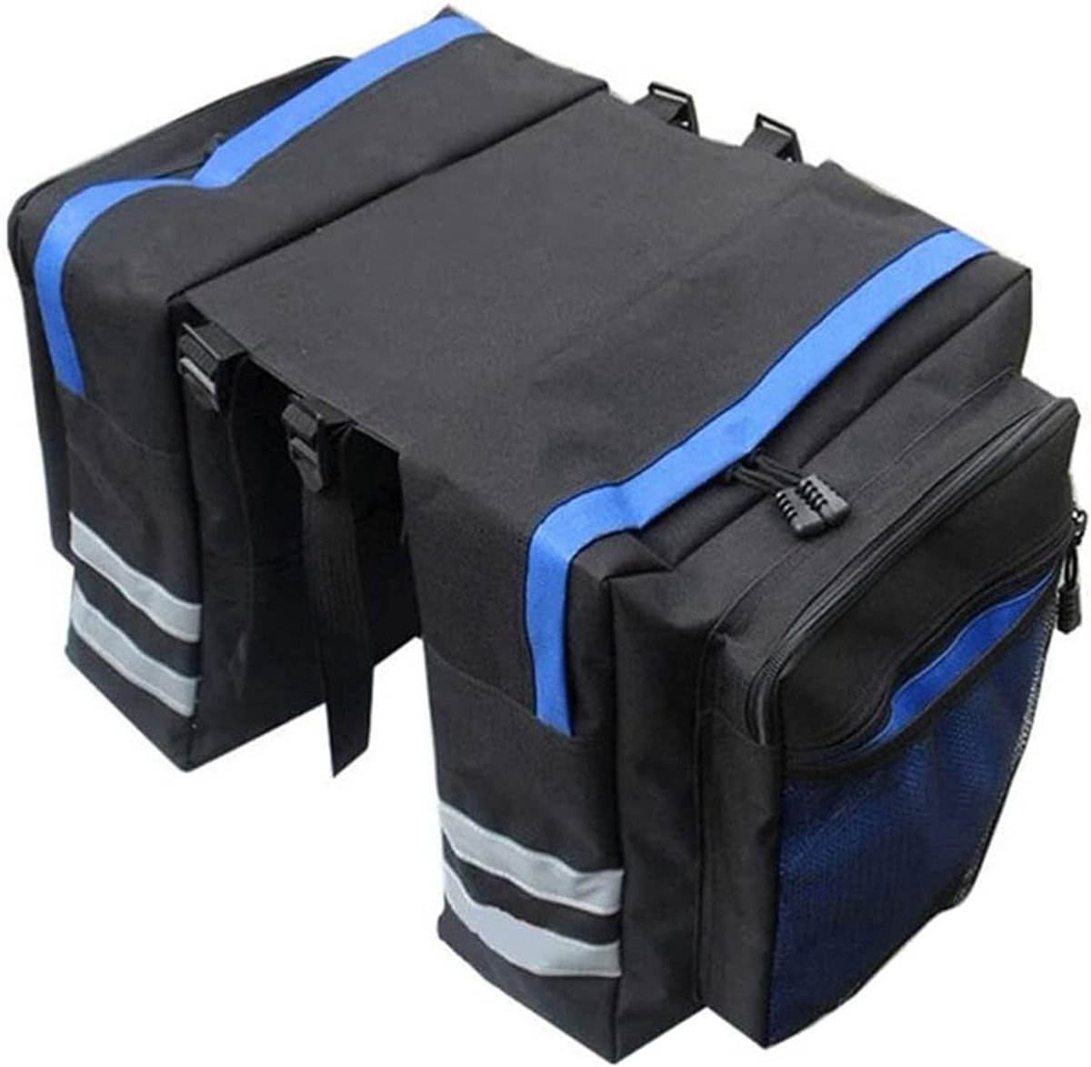 Dubbele Fietstas - Waterdicht materiaal - Reflecterend - Fietstassen Electrische Fietsen - Waterdichte Fietstassen Elektrische Fiets - Elektrische Fiets - Fietszakken - Packaway Dubbele Fietstassen - Universele Bevestiging - Blauw