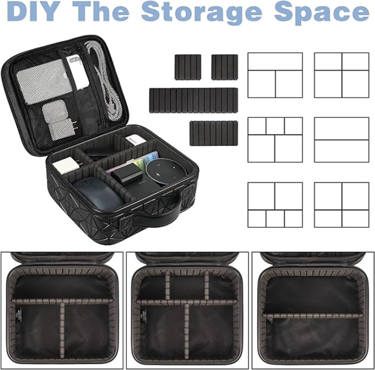 Huis Geluk Kabelorganizer - Slimme Opbergtas met Hardcase Bescherming voor Kabels, Opladers en Accessoires - Waterafstotend en Stootvast - Compact en Draagbaar voor Op Reis