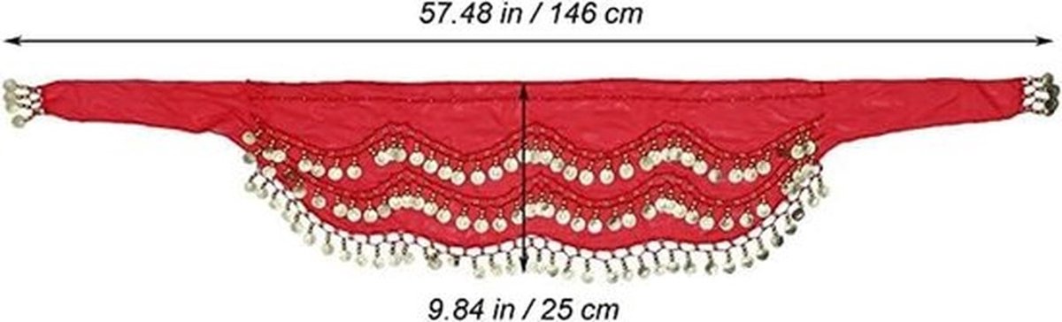 Dansgordel Chiffon - Buikdanssjaal - Heupdoek - Zumba-training - Lichtgewicht - Glanzende gouden munt-pailletten
