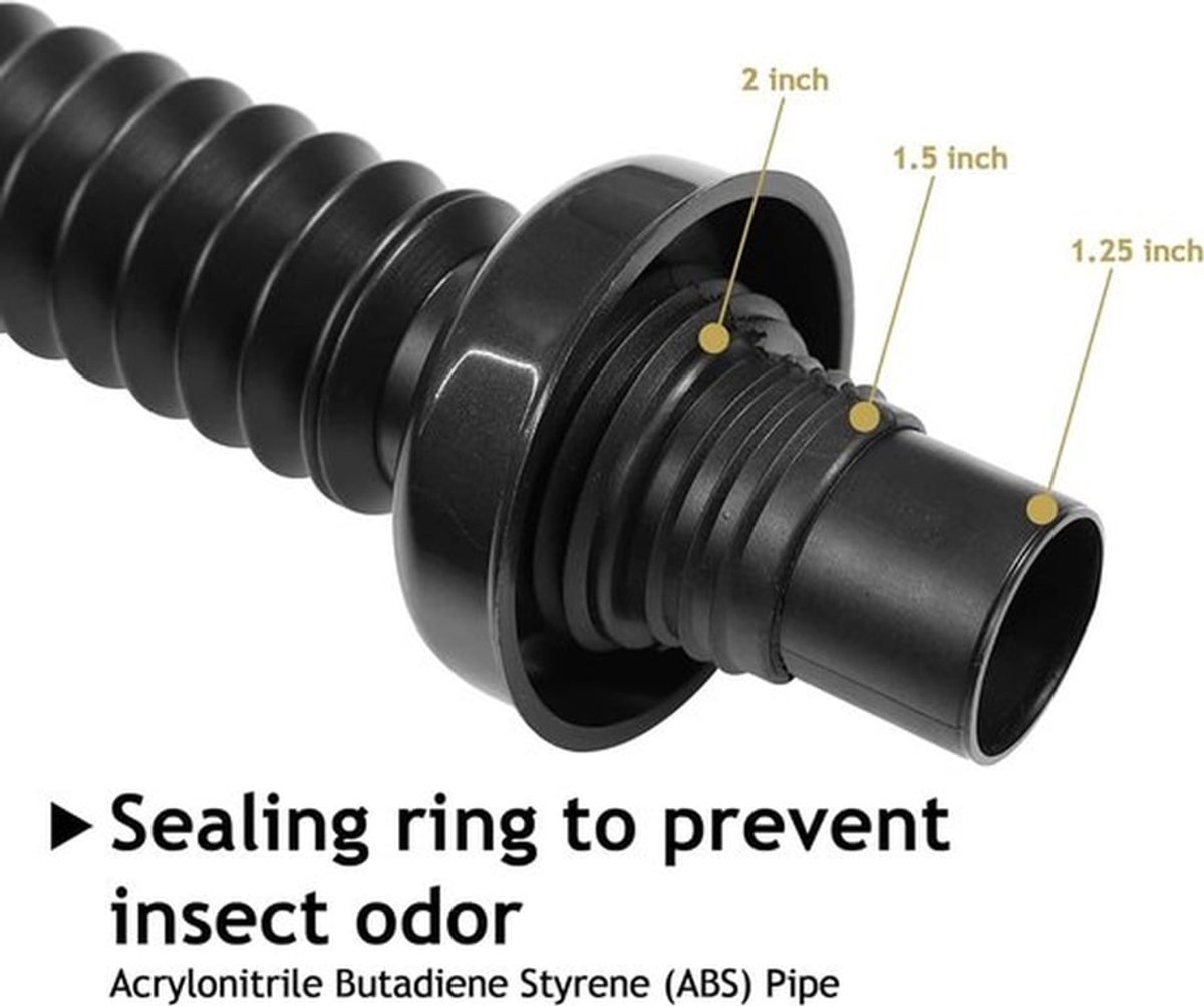Wastafel Afvoerset - Afvoergarnituur Sifon - Lekvrije Afvoer - Flexibel Uitbreidbaar - 300-800 mm - Zwart