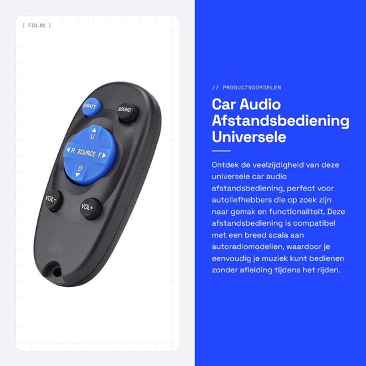 Car Audio Afstandsbediening - Universele 4-weg Knop - Voor Auto Stereo - Geschikt voor Meerdere Modellen - Eenvoudig in Gebruik - Batteri...
