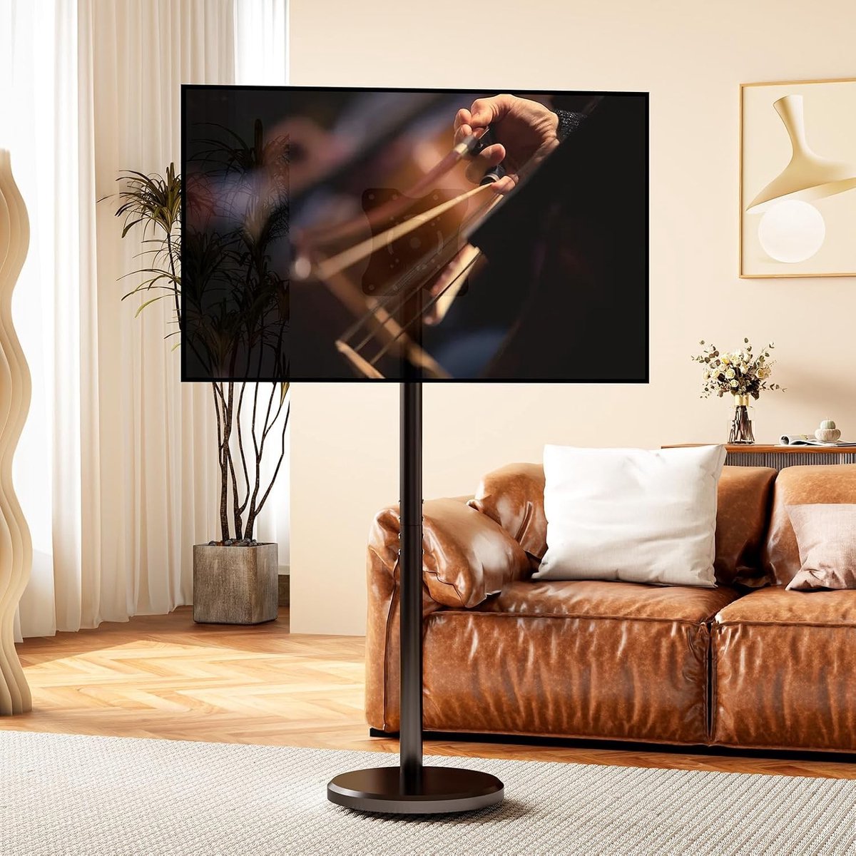 Verstelbare TV vloerstandaard met wielen voor 17-43 inch flatscreen, draaibaar en tot 40 kg belastbaar