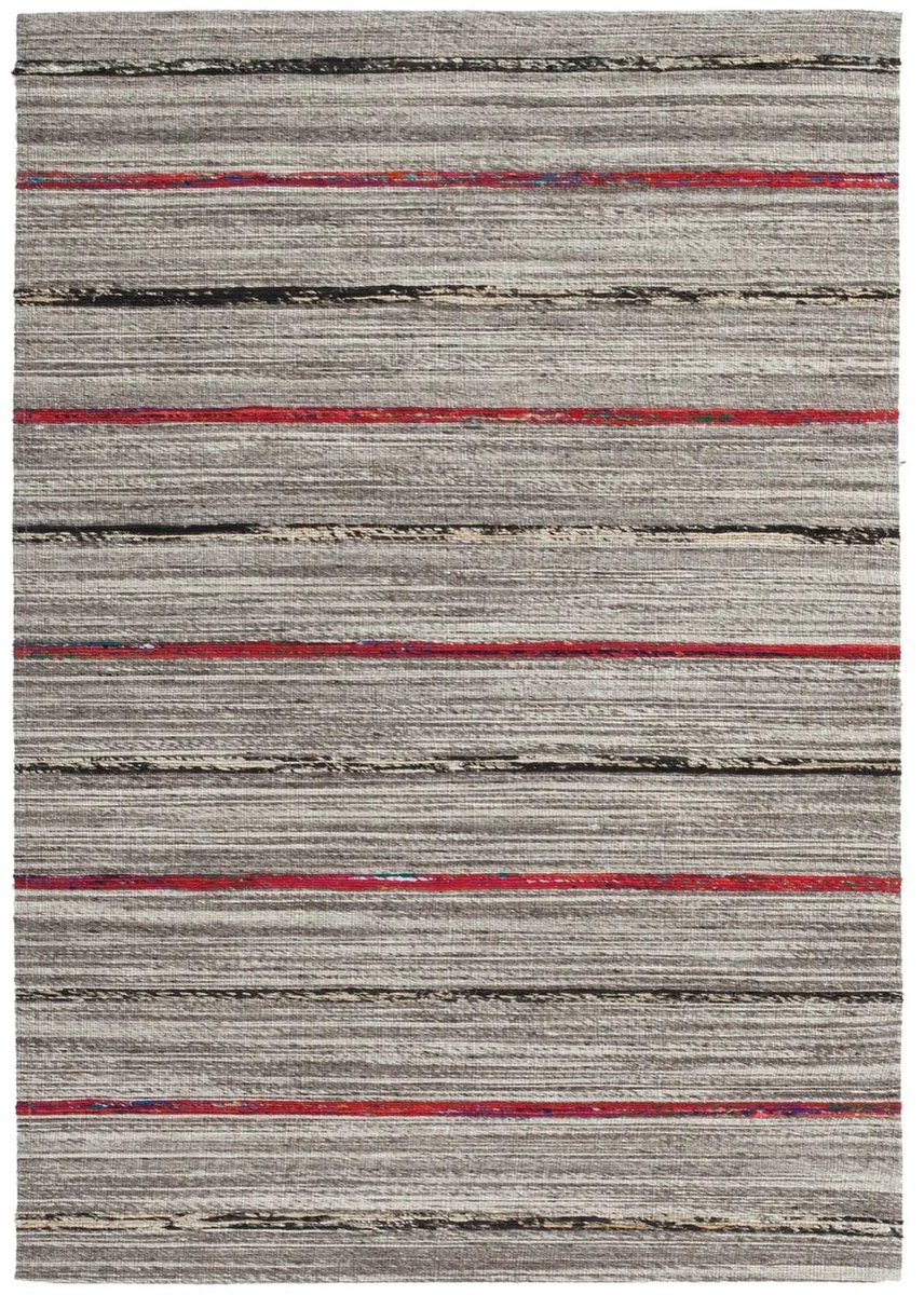 Dutch XXL Kelim Vloerkleed | Tapijt | Duarte | Lijnen | Naturel/Rood | 80x150 cm Naturel / Rood