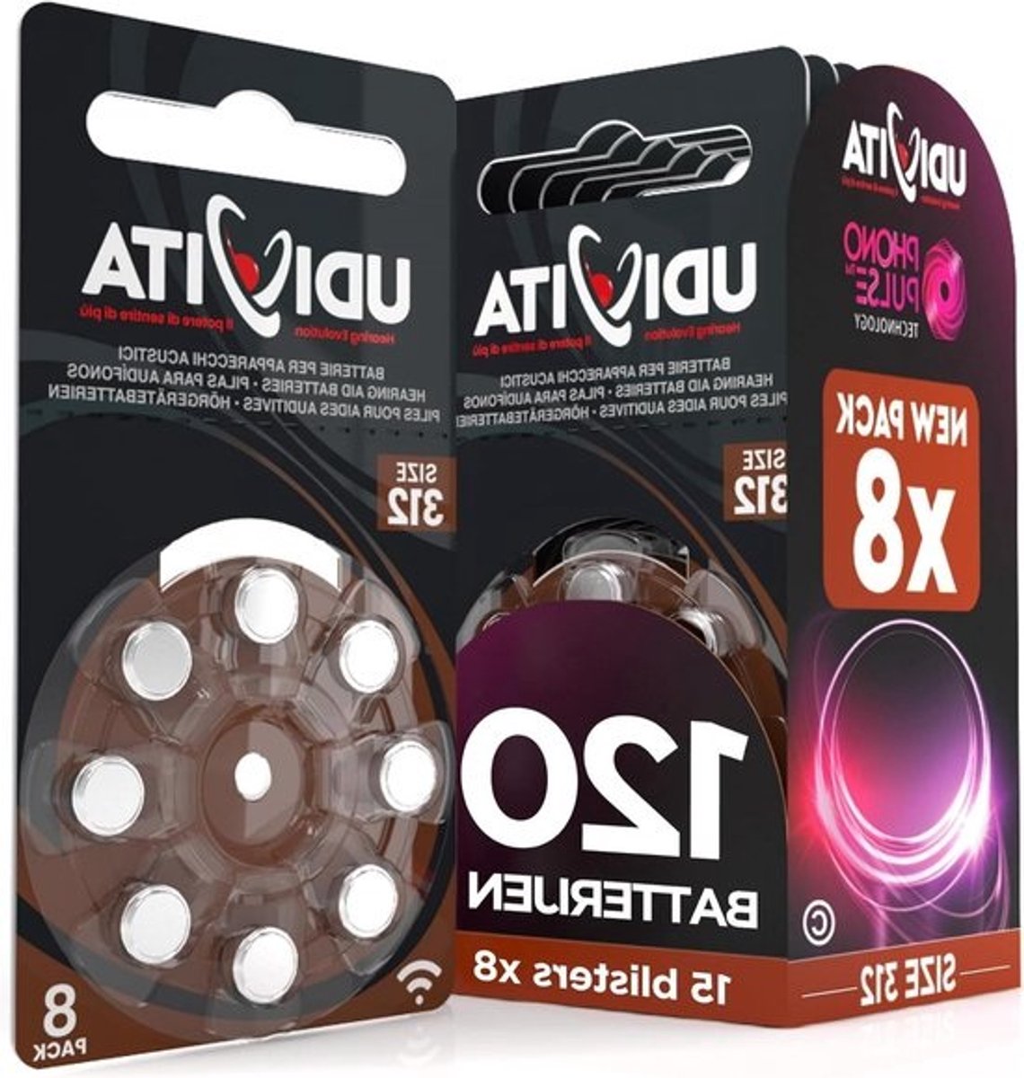 Batterijen voor Hoortoestellen - Akoestische Batterijen - Luisterplezier - Zink-Lucht Technologie - 120 stuks - Bruin