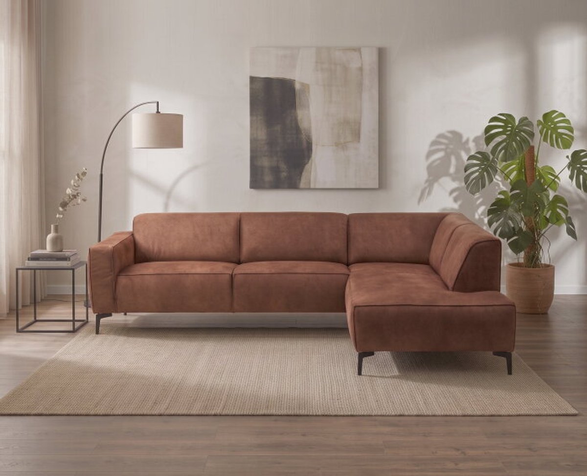 Hoekbank Varello Cognac- Tauro 13 – Ottomane rechts – 270x209 cm
