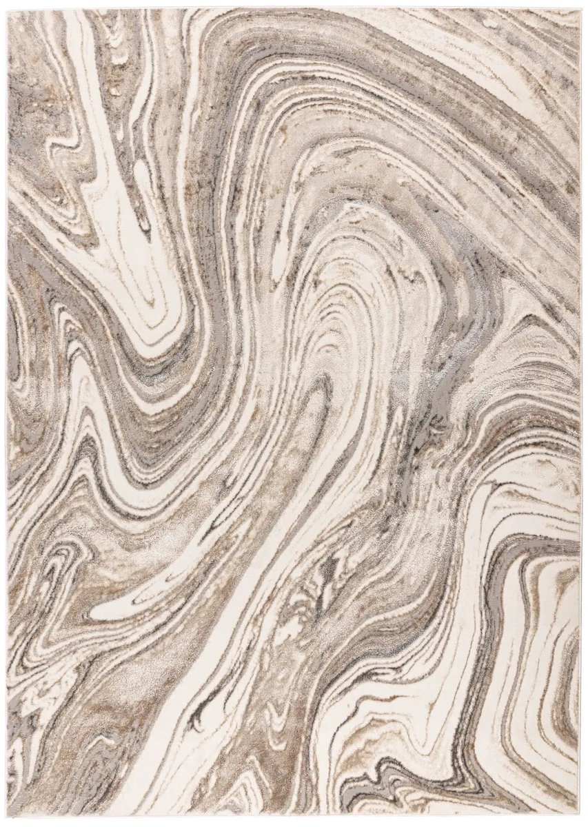 Dutch XXL Laagpolig Vloerkleed | Tapijt | Sedef | Marmer | Zilver/Beige | 80x150 cm Zilver / Beige