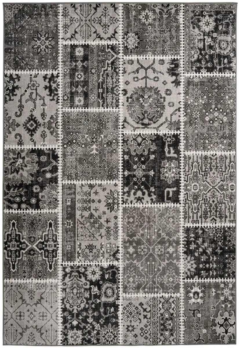 Dutch XXL Vintage Vloerkleed | Tapijt | Ariya | Patchwork | Grijs | 120x170 cm