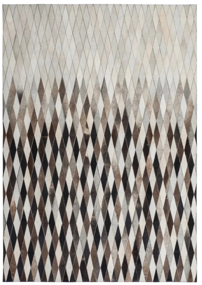 Dutch XXL Leren Vloerkleed | Tapijt | Lavish | Ruiten | Grijs | 120x170 cm