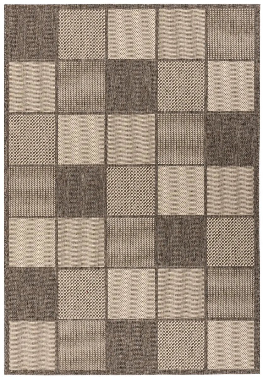 Dutch XXL Buitenkleed | Splash | Blokken | Bruin/Crème | 80x150 cm | Buitentapijt | Tuintapijt Bruin / Crème