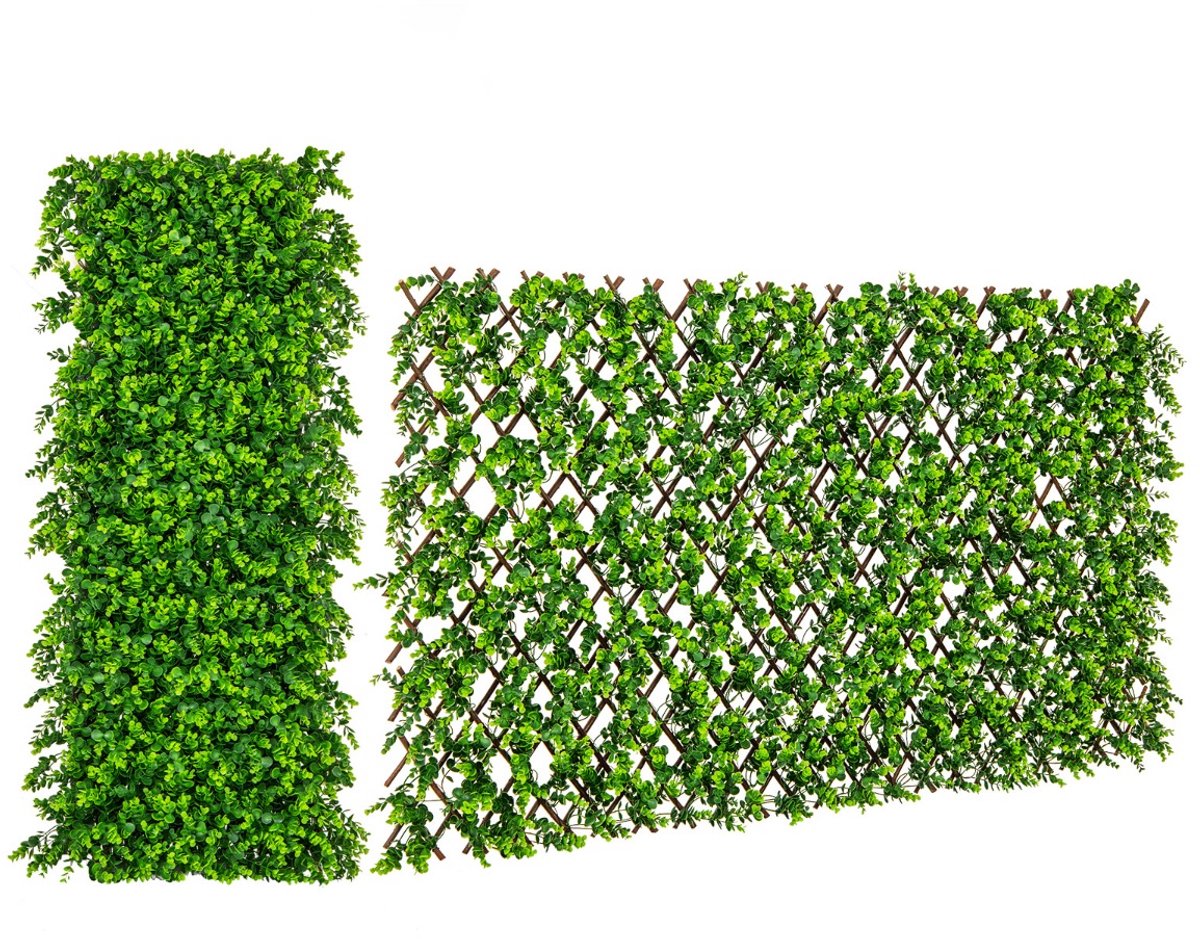 SureDeal® - Kunstplant - Kunstmatige Klimop Tuin - Eucalyptus Bladeren Hek - Tuin Hagen Balkon - 180x90 cm - Groen