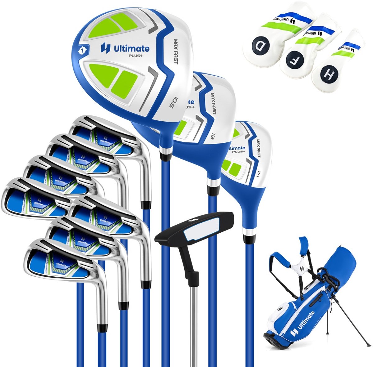 SureDeal® - Golf - Delige Complete Clubset - Golftas - Regenhoes Blauw - 28x20,5 cm - Blauw