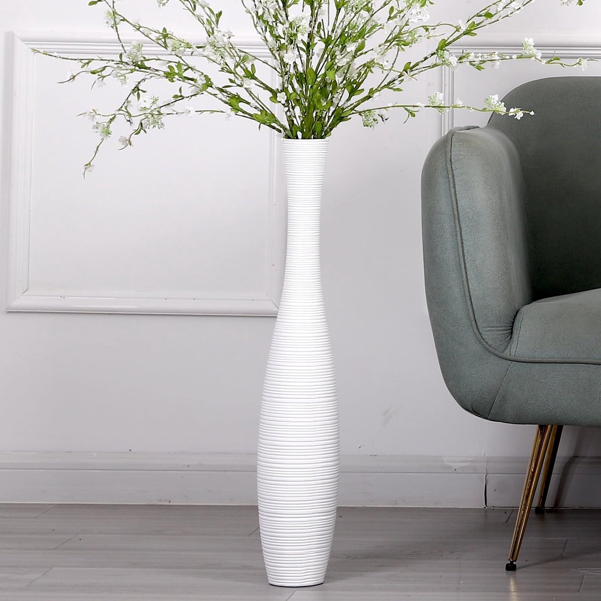 Hoge Decoratieve Vaas - 65cm - Wit - Hars