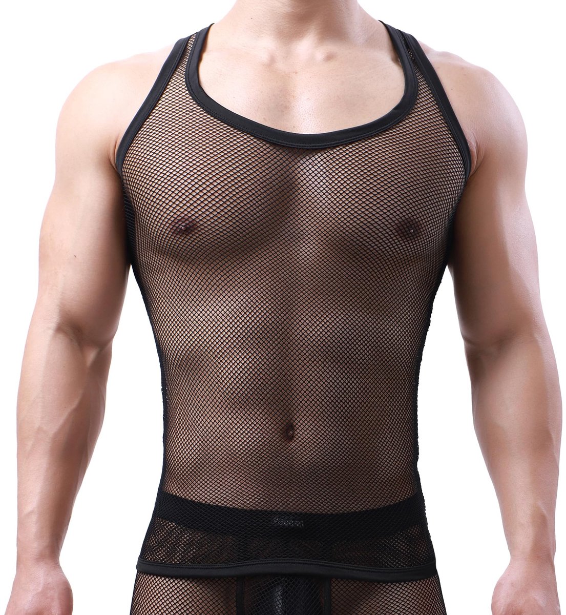 Mannelijke Ondergoed Tanktop - Mesh Fishnet Transparant