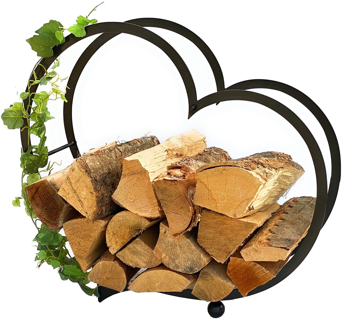 Houtopslagrek - Hartvormig metalen design - 64 cm