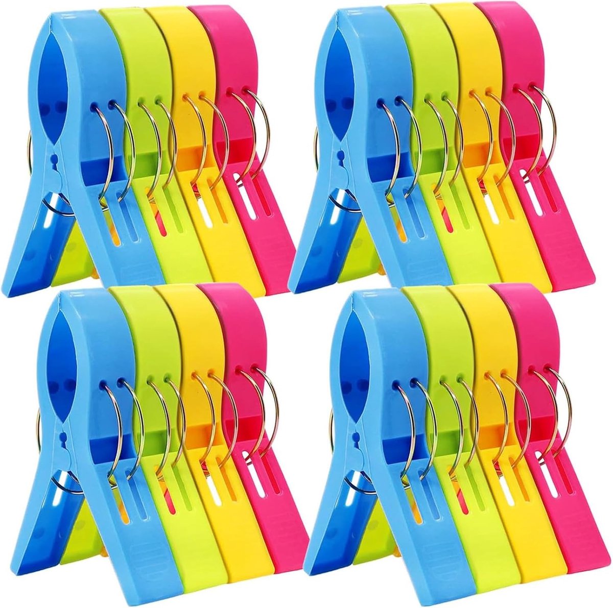 Sterke en Grote Wasknijpers (Set van 12) van Robuust Plastic, Ideaal voor Strandlakens, Dekens en Buitenwas, Windbestendige Klemmen voor Waslijn, Afmetingen 8.5 x 11 cm