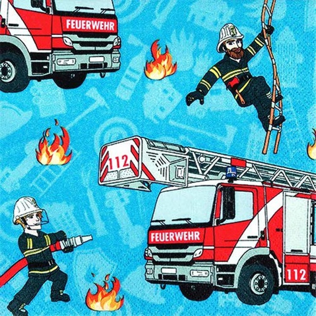 Papieren Servetten - Brandweer Motief - 20 Stuks 33 x 33 cm