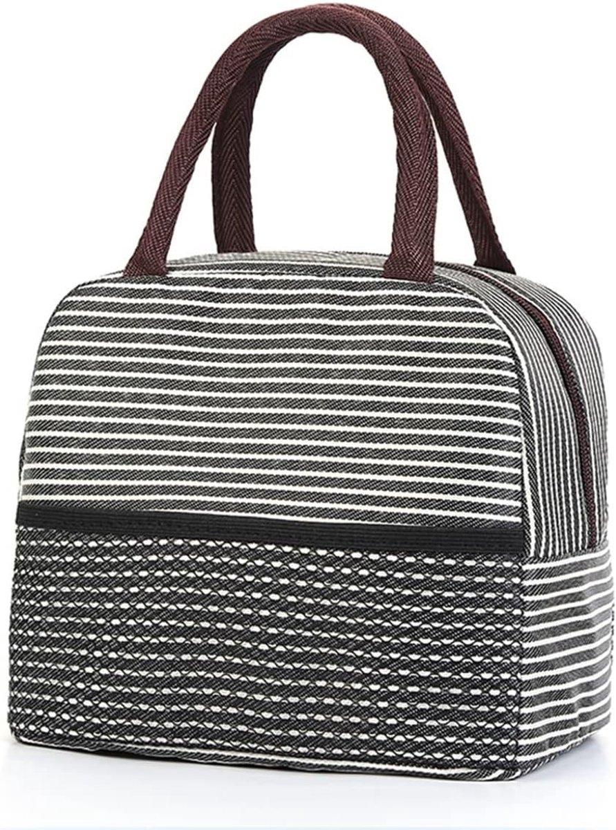 Duurzame Isolerende Lunchtas voor Volwassenen, Geschikt voor Werk, Picknick en Reizen, Zwart