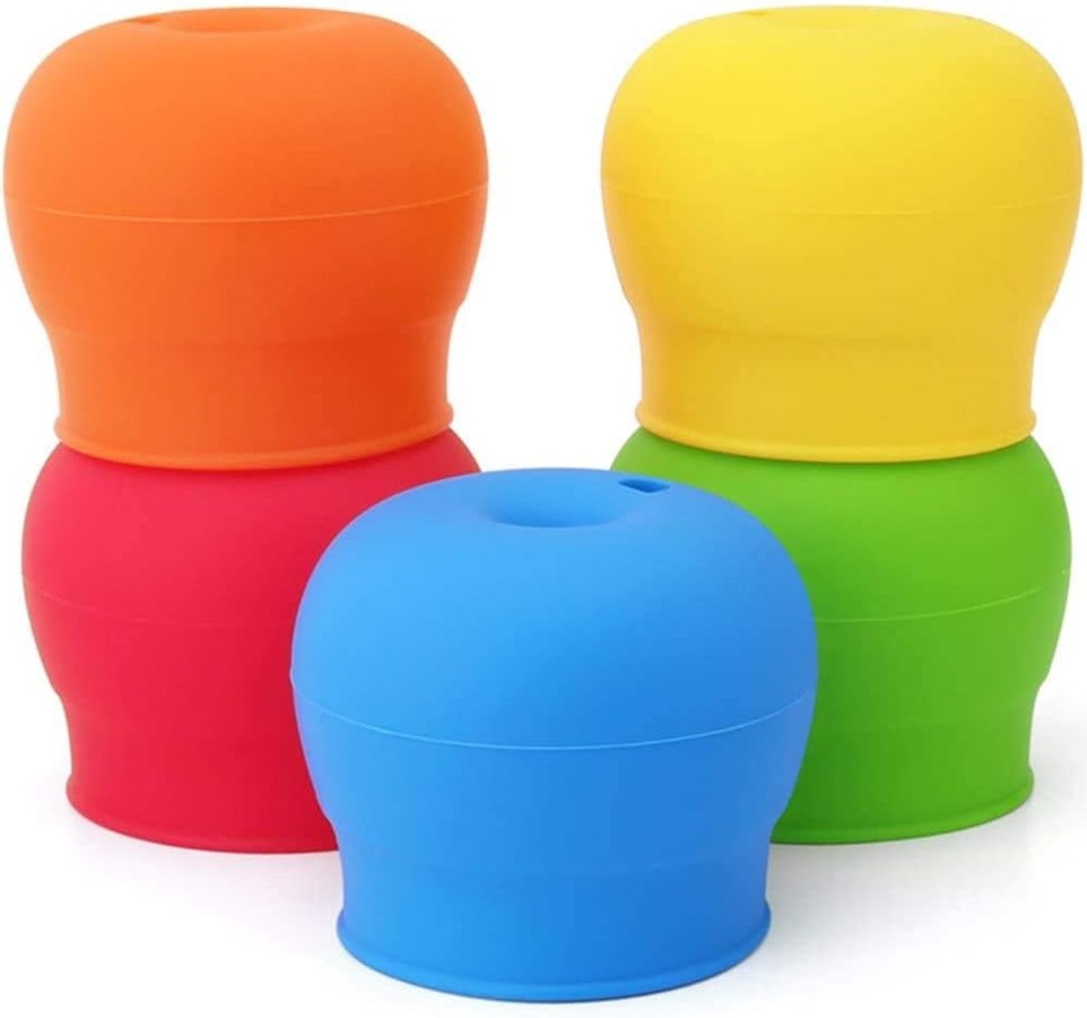 Vijf Silicone Deksel voor Beker met Olifantenontwerp - Levensmiddelenveilige, Spill Proof en Kindvriendelijke Lids
