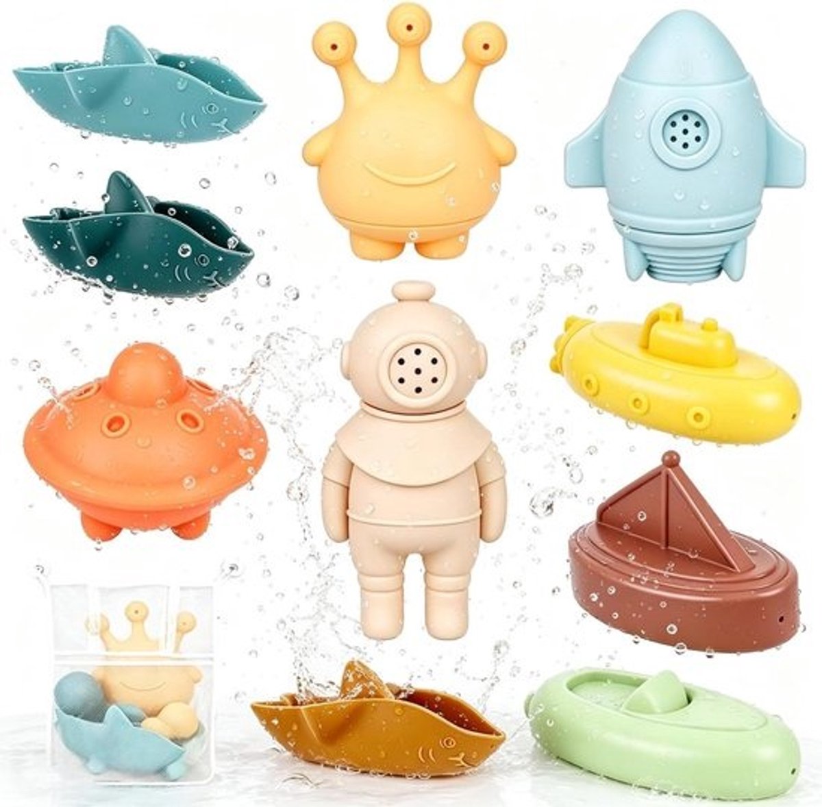 Badspeelgoed Set - Siliconen Speelgoed - Baby Vermaak - Montessori Stijl - 20 x 20 x 20 mm - Multicolor