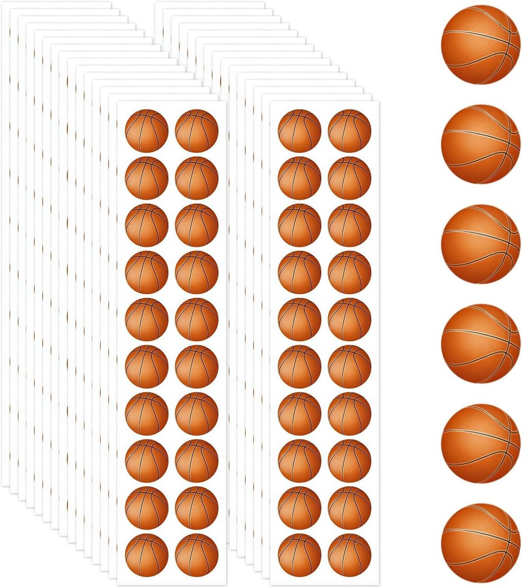 600 Stuks Kleine Basketbal Stickers - Vinyl Mini Sport Ballen Labels voor Drinkflessen en Feestjes, Perfecte Cadeaus voor Kinderen en Jongens