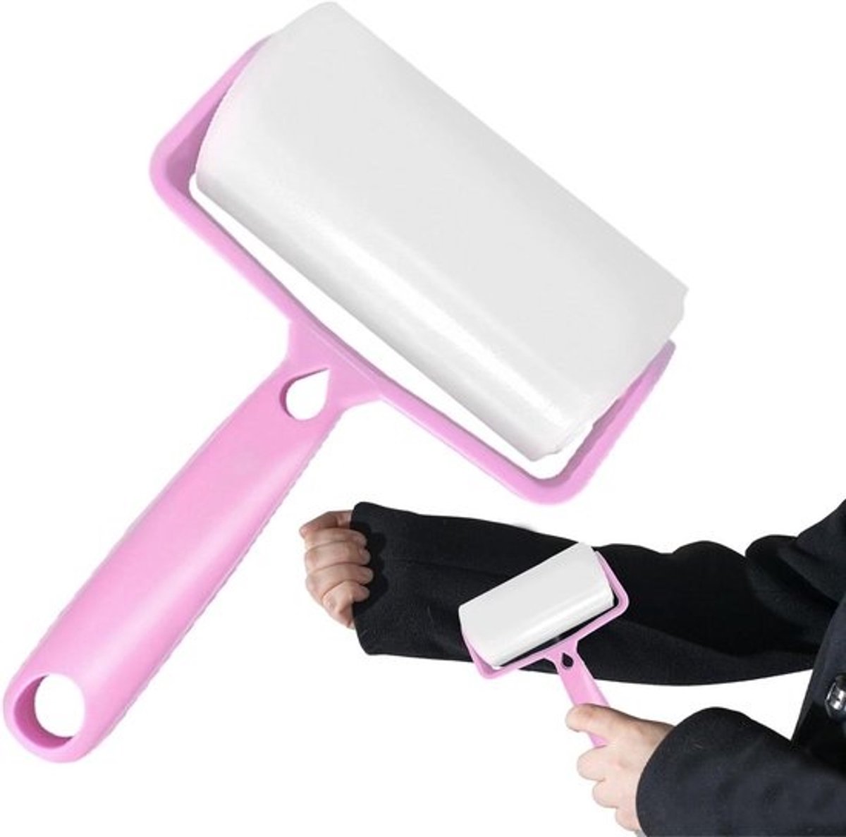 Pluizenroller Kleding - Pluisverwijderaar Herbruikbaar - Kleding Reinigen - Wasbaar PU Lijm - 10.1x5.4x18cm - Roze