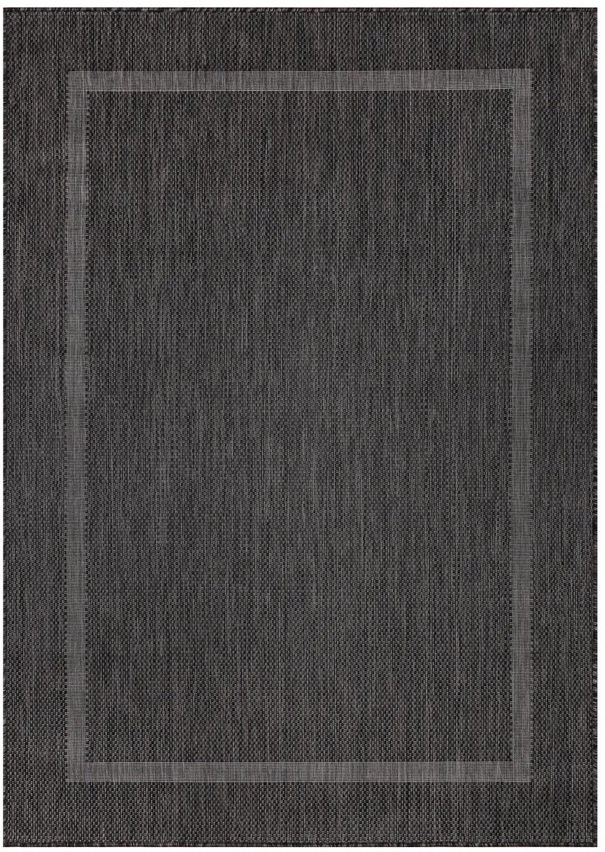 Dutch XXL Buitenkleed | Relax | Kader | Zwart | 80x150 cm | Buitentapijt | Tuintapijt